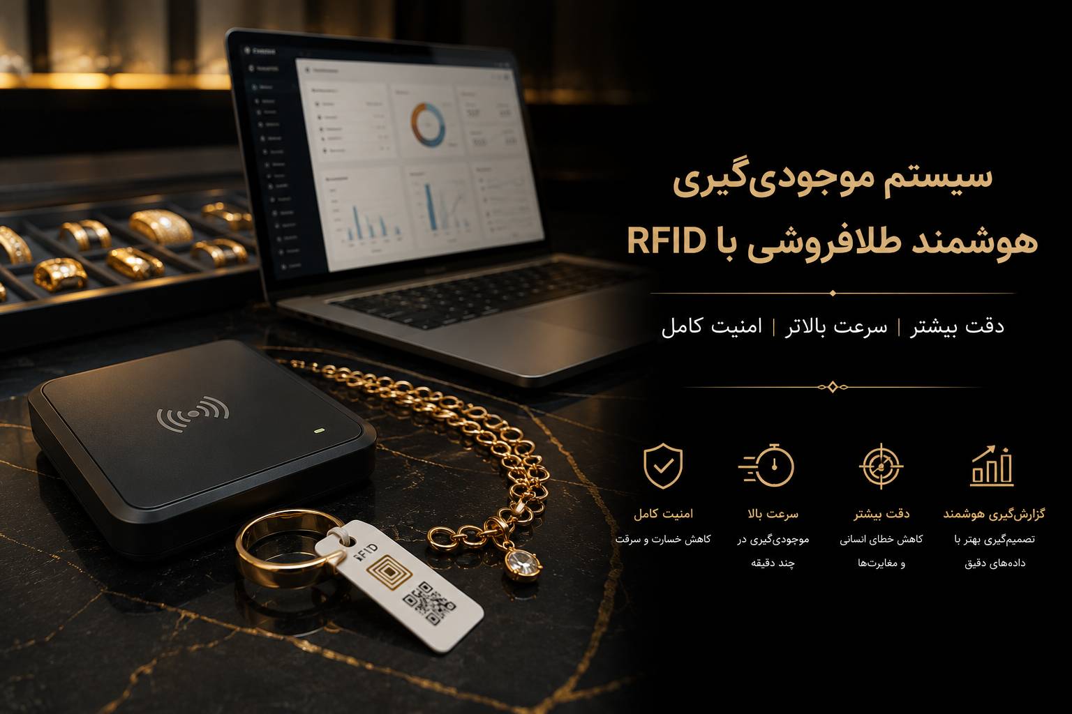 موجودی‌گیری هوشمند طلافروشی با RFID