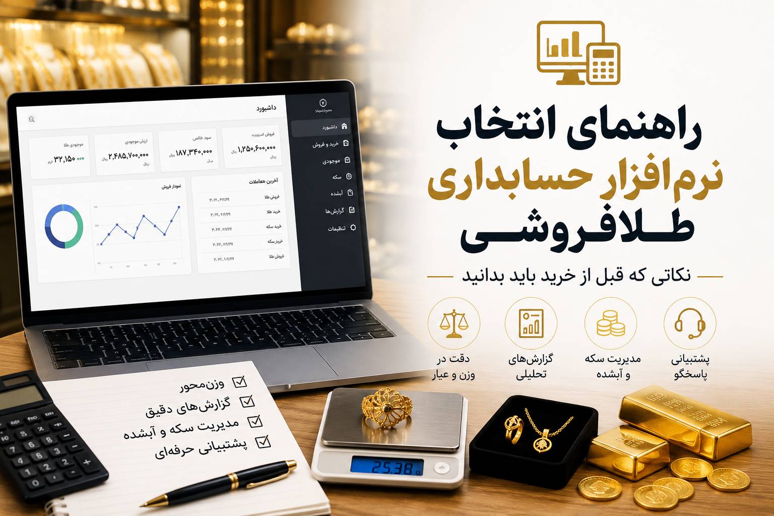 چگونه نرم‌افزار حسابداری طلافروشی مناسب انتخاب کنیم؟